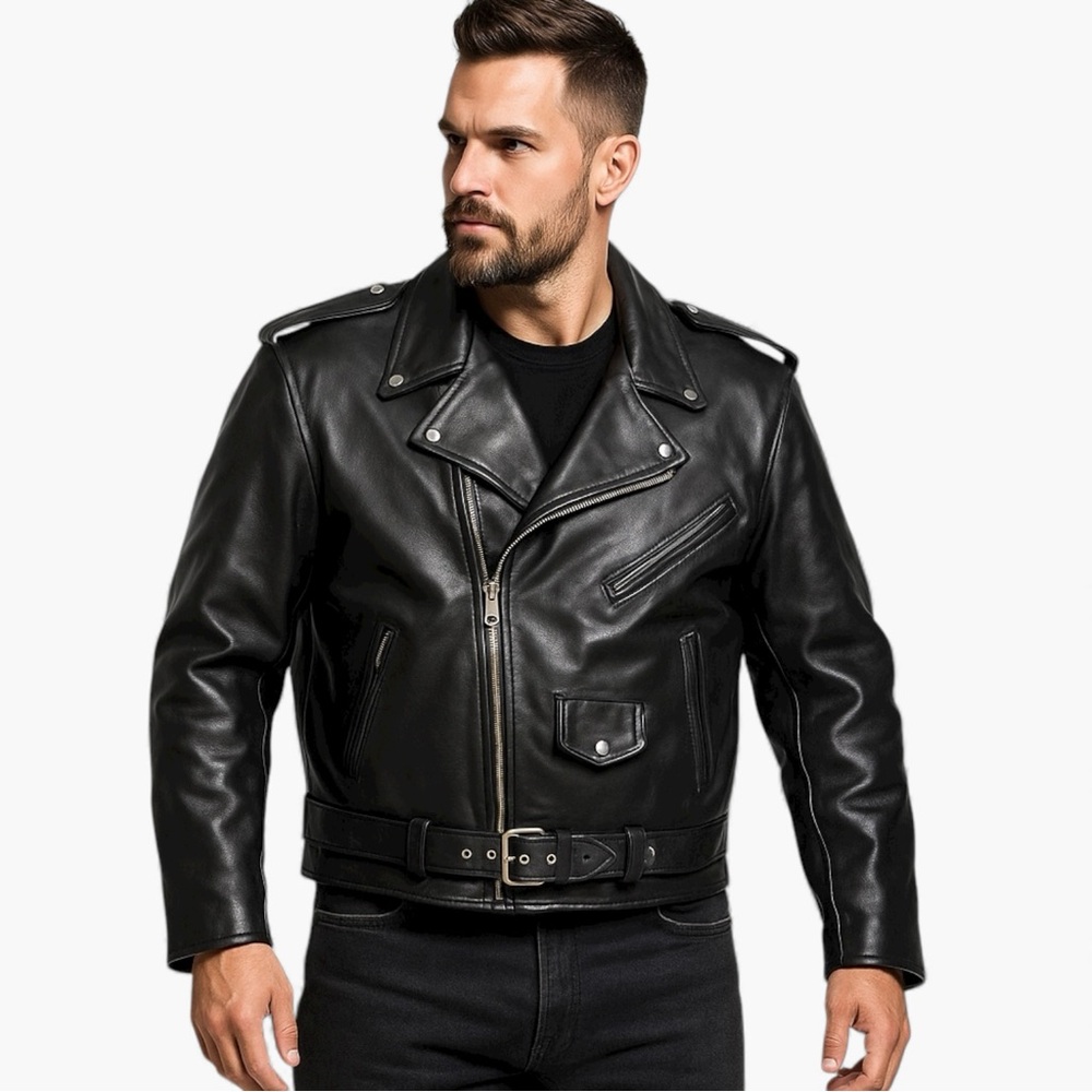 Leather King Black Leather Moto Jacket Size 58 – Classic Biker Style